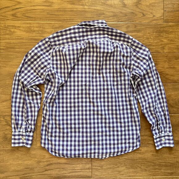 J.Crew Factory Shirt Size M Purple/White Slim Button Up Gingham Check - Picture 2 of 9